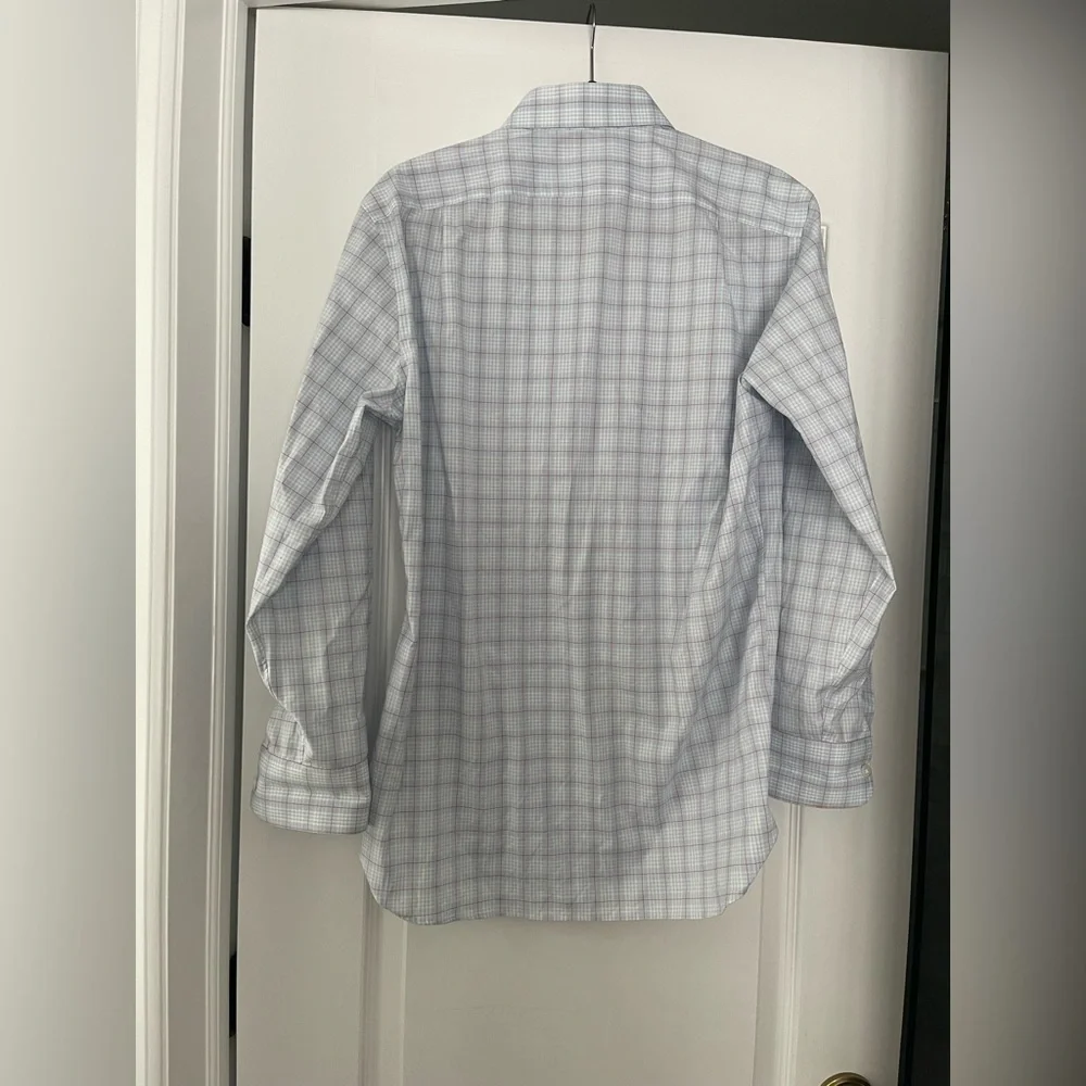 J.Crew Ludlow Slim Fit Stretch Poplin Windowpane Dress Shirt 15.5 32 Blue